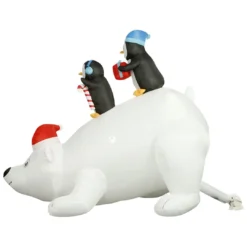 Holidayana 8 Ft Inflatable Christmas Penguins On Polar Bear Outdoor Decoration With LED Lights, Fan, And Stakes 14 Holidayana 8 Ft Inflatable Christmas Penguins On Polar Bear Outdoor Decoration With LED Lights, Fan, And Stakes