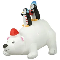 Holidayana 8 Ft Inflatable Christmas Penguins On Polar Bear Outdoor Decoration With LED Lights, Fan, And Stakes 13 Holidayana 8 Ft Inflatable Christmas Penguins On Polar Bear Outdoor Decoration With LED Lights, Fan, And Stakes
