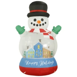 Holidayana HOME GOODS 8 Ft Inflatable Christmas Snow Globe Outdoor Decoration With LED Lights, Fan, And Stakes