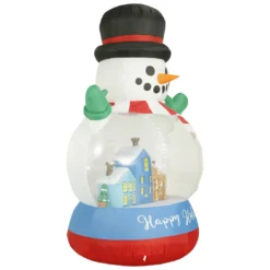 Holidayana HOME GOODS 8 Ft Inflatable Christmas Snow Globe Outdoor Decoration With LED Lights, Fan, And Stakes