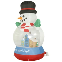 Holidayana HOME GOODS 8 Ft Inflatable Christmas Snow Globe Outdoor Decoration With LED Lights, Fan, And Stakes