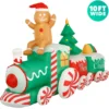 Holidayana HOME GOODS 10 Ft Inflatable Christmas Train Outdoor Decoration With LED Lights, Fan, And Stakes