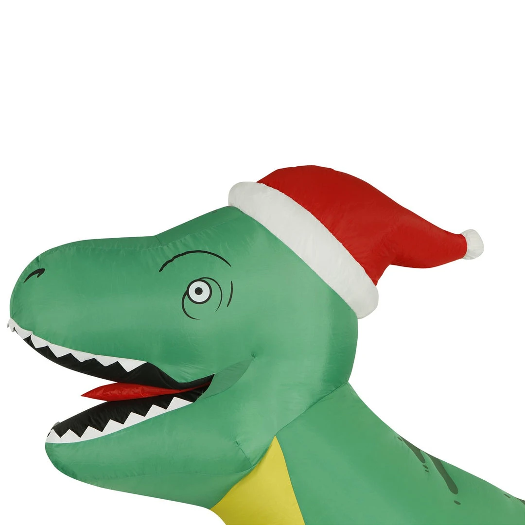 Holidayana 8 Ft Inflatable Christmas T-Rex Outdoor Decoration With LED Lights, Fan, And Stakes 8 Holidayana 8 Ft Inflatable Christmas T-Rex Outdoor Decoration With LED Lights, Fan, And Stakes