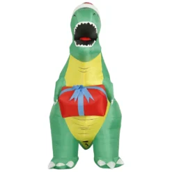 Holidayana 8 Ft Inflatable Christmas T-Rex Outdoor Decoration With LED Lights, Fan, And Stakes 10 Holidayana 8 Ft Inflatable Christmas T-Rex Outdoor Decoration With LED Lights, Fan, And Stakes