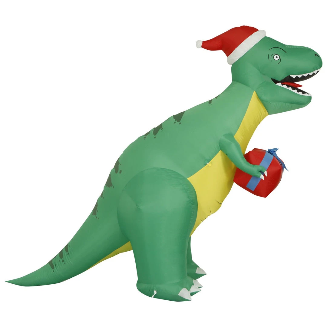 Holidayana 8 Ft Inflatable Christmas T-Rex Outdoor Decoration With LED Lights, Fan, And Stakes 5 Holidayana 8 Ft Inflatable Christmas T-Rex Outdoor Decoration With LED Lights, Fan, And Stakes