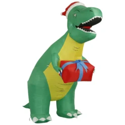 Holidayana 8 Ft Inflatable Christmas T-Rex Outdoor Decoration With LED Lights, Fan, And Stakes 11 Holidayana 8 Ft Inflatable Christmas T-Rex Outdoor Decoration With LED Lights, Fan, And Stakes