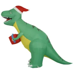 Holidayana 8 Ft Inflatable Christmas T-Rex Outdoor Decoration With LED Lights, Fan, And Stakes 13 Holidayana 8 Ft Inflatable Christmas T-Rex Outdoor Decoration With LED Lights, Fan, And Stakes