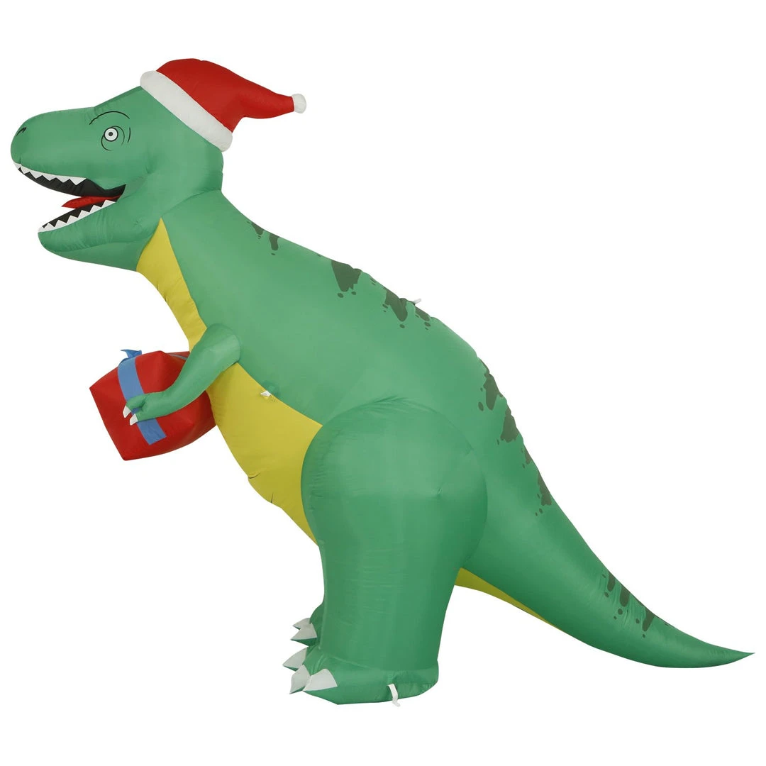 Holidayana 8 Ft Inflatable Christmas T-Rex Outdoor Decoration With LED Lights, Fan, And Stakes 6 Holidayana 8 Ft Inflatable Christmas T-Rex Outdoor Decoration With LED Lights, Fan, And Stakes