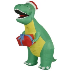 Holidayana 8 Ft Inflatable Christmas T-Rex Outdoor Decoration With LED Lights, Fan, And Stakes 14 Holidayana 8 Ft Inflatable Christmas T-Rex Outdoor Decoration With LED Lights, Fan, And Stakes