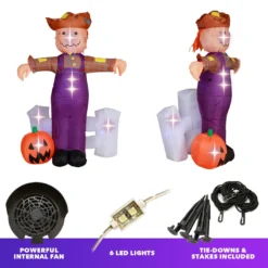 Holidayana HOME GOODS 6 Ft Festive Scarecrow With Jack O' Lantern Halloween Inflatable