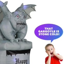 Holidayana 8 Ft Perched Stone Gargoyle On Pedestal Halloween Inflatable