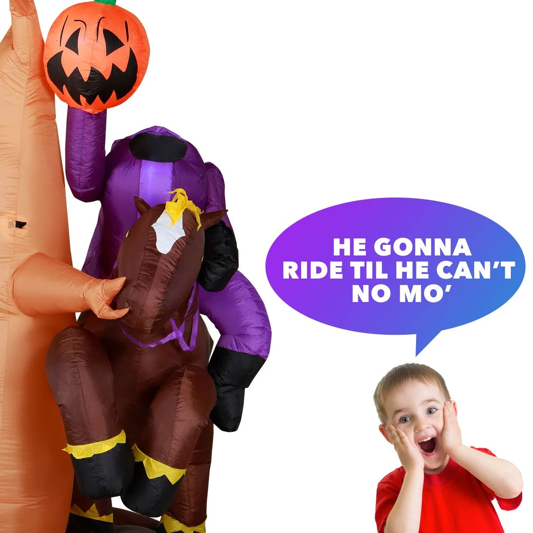 Holidayana HOME GOODS 8 Ft Headless Horseman With Jack O' Lantern Head Halloween Inflatable 4 Holidayana HOME GOODS 8 Ft Headless Horseman With Jack O' Lantern Head Halloween Inflatable