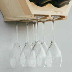 Atterstone HOME GOODS Honeycomb Wine Rack With Hanging Stemware Slots: Holds 5 Bottles And 4 Glasses