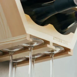 Atterstone HOME GOODS Honeycomb Wine Rack With Hanging Stemware Slots: Holds 5 Bottles And 4 Glasses
