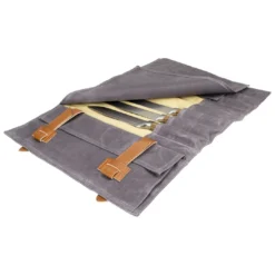 Zelancio Waxed Canvas Knife Roll Bag With 9 Knife Slots And 4 Pockets For Additional Tools And Accessories, Ultra Portable And Safe, Fits All Knife Sets