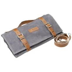 Zelancio Waxed Canvas Knife Roll Bag With 9 Knife Slots And 4 Pockets For Additional Tools And Accessories, Ultra Portable And Safe, Fits All Knife Sets