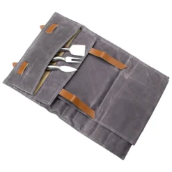 Zelancio Waxed Canvas Knife Roll Bag With 9 Knife Slots And 4 Pockets For Additional Tools And Accessories, Ultra Portable And Safe, Fits All Knife Sets