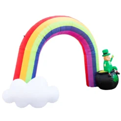 Holidayana Inflatable St Patrick's Day Leprechaun In Pot Of Gold At The End Of The Rainbow Decoration With Built-In Fan And LED Lights