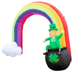 Holidayana Inflatable St Patrick's Day Leprechaun In Pot Of Gold At The End Of The Rainbow Decoration With Built-In Fan And LED Lights