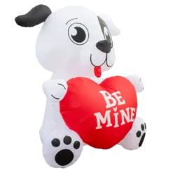 Holidayana Inflatable Valentines Day Dog With Heart Decoration With Built-In Fan And LED Lights