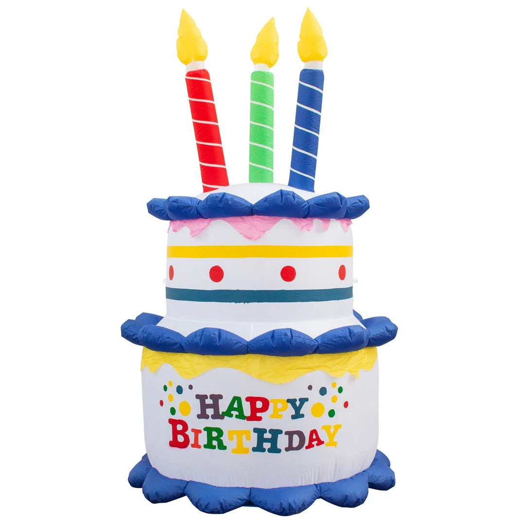 Holidayana HOME GOODS Inflatable Birthday Cake With Candles Party Decoration With Built-In Fan And LED Lights