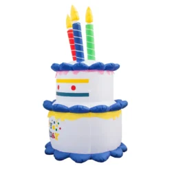 Holidayana HOME GOODS Inflatable Birthday Cake With Candles Party Decoration With Built-In Fan And LED Lights