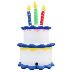 Holidayana HOME GOODS Inflatable Birthday Cake With Candles Party Decoration With Built-In Fan And LED Lights