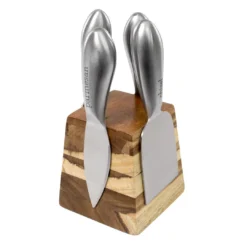 Zelancio Marble And Acacia Wooden Serving Cheese Board, 6 Piece Charcuterie Set Includes Stainless Steel Cheese Tools, Serving Paddle, Wood Cheese Knife Holder With Integrated Magnets