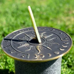 Marketfleet Inc. Sunward 8.5” Diameter Garden Sundial With Polished Brass Highlights Patio & Outdoors