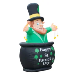 Holidayana Inflatable Saint Patrick's Day Leprechaun In Pot Of Gold Decoration With Built-In Fan And LED Lights HOME GOODS