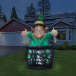 Holidayana Inflatable Saint Patrick's Day Leprechaun In Pot Of Gold Decoration With Built-In Fan And LED Lights HOME GOODS