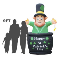 Holidayana Inflatable Saint Patrick's Day Leprechaun In Pot Of Gold Decoration With Built-In Fan And LED Lights HOME GOODS