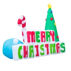 Holidayana HOME GOODS Inflatable Merry Christmas Sign Christmas Decoration With Built In Fan And LED Lights