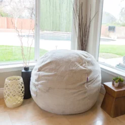 Moonstone White Fur 4ft Memory Foam Bean Bag HOME GOODS