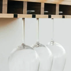 Atterstone Double Wine Rack Shelf With Wine Bottle Rests: Holds 20 Glasses, 5 Bottles And Barware