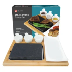 Zelancio Premium Lava Hot Stone Cooking Platter, Hot And Cold Lava Rock Cooking Stone Set, Hibachi Grilling Stone HOME GOODS