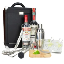 Atterstone Premium 17-Piece Portable Barware Set With Travel Cocktail Bar Box HOME GOODS