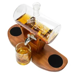 Atterstone Whiskey Cylinder Sail Boat Decanter Set