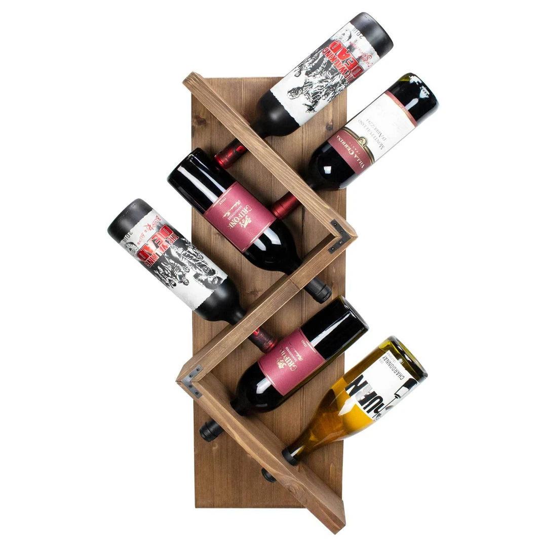 Atterstone Stylish Wooden Wall Mounted Wine Bottle Display Rack: Holds 6 Bottles 1 Atterstone Stylish Wooden Wall Mounted Wine Bottle Display Rack: Holds 6 Bottles