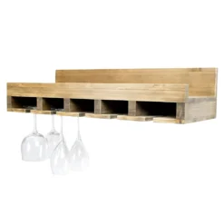 Atterstone Double Wine Rack Shelf With Wine Bottle Rests: Holds 20 Glasses, 5 Bottles And Barware