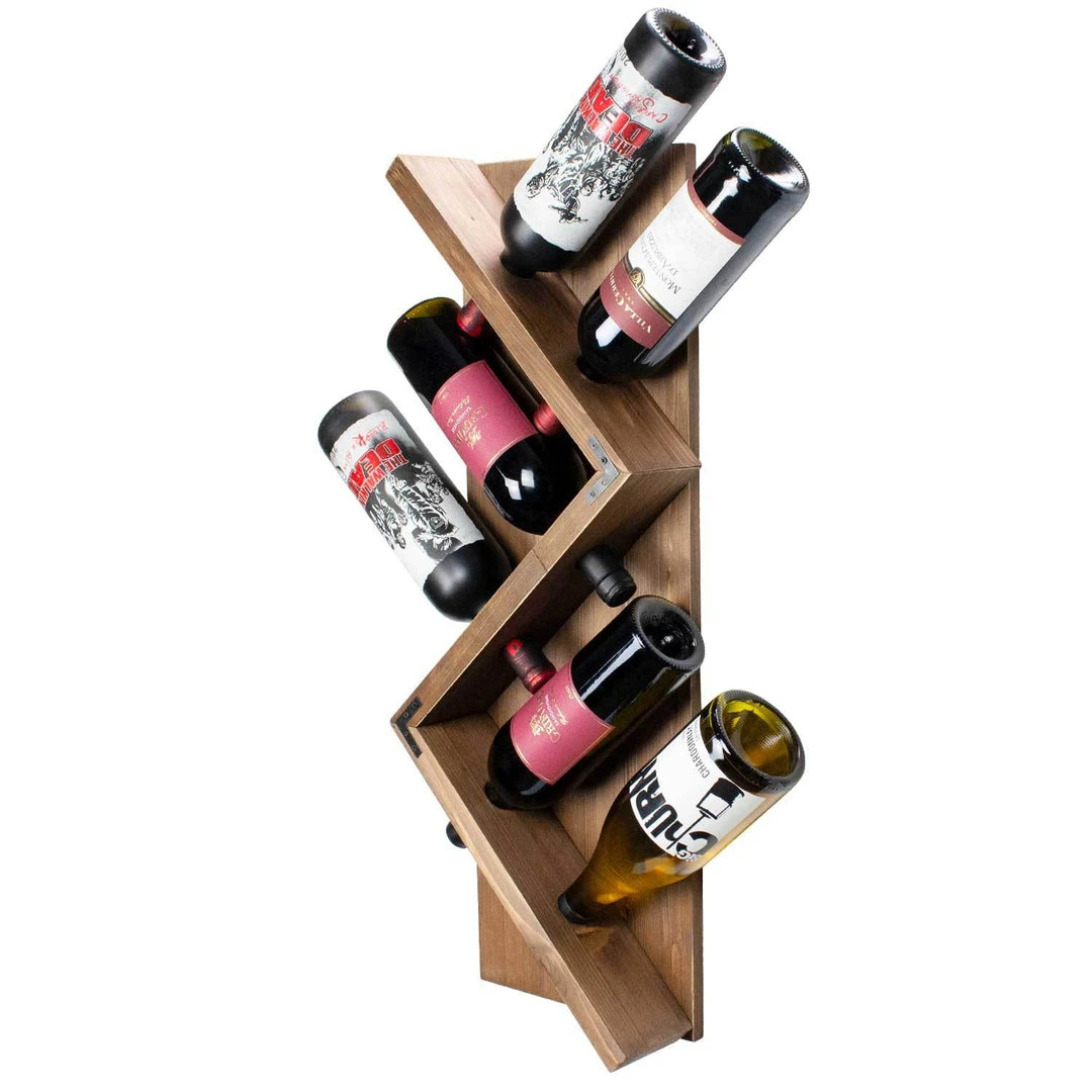 Atterstone Stylish Wooden Wall Mounted Wine Bottle Display Rack: Holds 6 Bottles 2 Atterstone Stylish Wooden Wall Mounted Wine Bottle Display Rack: Holds 6 Bottles