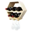 Atterstone HOME GOODS Honeycomb Wine Rack With Hanging Stemware Slots: Holds 5 Bottles And 4 Glasses