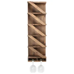 Atterstone Rustic Wine Rack With Hanging Stemware Slots: Holds 5 Bottles And 2 Glasses HOME GOODS 13 Atterstone Rustic Wine Rack With Hanging Stemware Slots: Holds 5 Bottles And 2 Glasses HOME GOODS