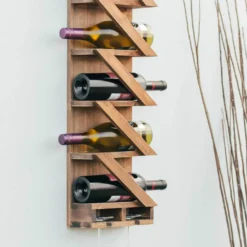 Atterstone Rustic Wine Rack With Hanging Stemware Slots: Holds 5 Bottles And 2 Glasses HOME GOODS 19 Atterstone Rustic Wine Rack With Hanging Stemware Slots: Holds 5 Bottles And 2 Glasses HOME GOODS