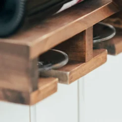 Atterstone Rustic Wine Rack With Hanging Stemware Slots: Holds 5 Bottles And 2 Glasses HOME GOODS 16 Atterstone Rustic Wine Rack With Hanging Stemware Slots: Holds 5 Bottles And 2 Glasses HOME GOODS