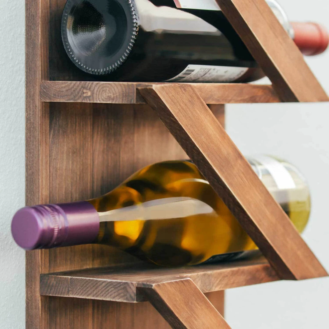Atterstone Rustic Wine Rack With Hanging Stemware Slots: Holds 5 Bottles And 2 Glasses HOME GOODS 8 Atterstone Rustic Wine Rack With Hanging Stemware Slots: Holds 5 Bottles And 2 Glasses HOME GOODS