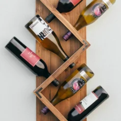 Atterstone Stylish Wooden Wall Mounted Wine Bottle Display Rack: Holds 6 Bottles 16 Atterstone Stylish Wooden Wall Mounted Wine Bottle Display Rack: Holds 6 Bottles