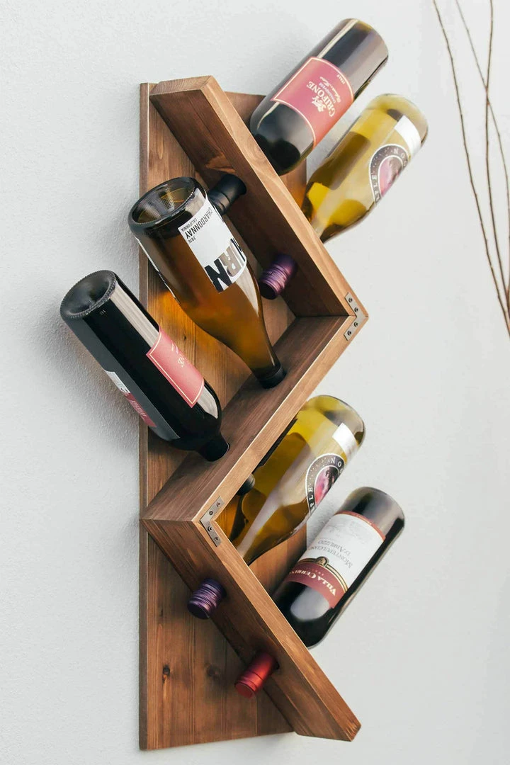 Atterstone Stylish Wooden Wall Mounted Wine Bottle Display Rack: Holds 6 Bottles 6 Atterstone Stylish Wooden Wall Mounted Wine Bottle Display Rack: Holds 6 Bottles