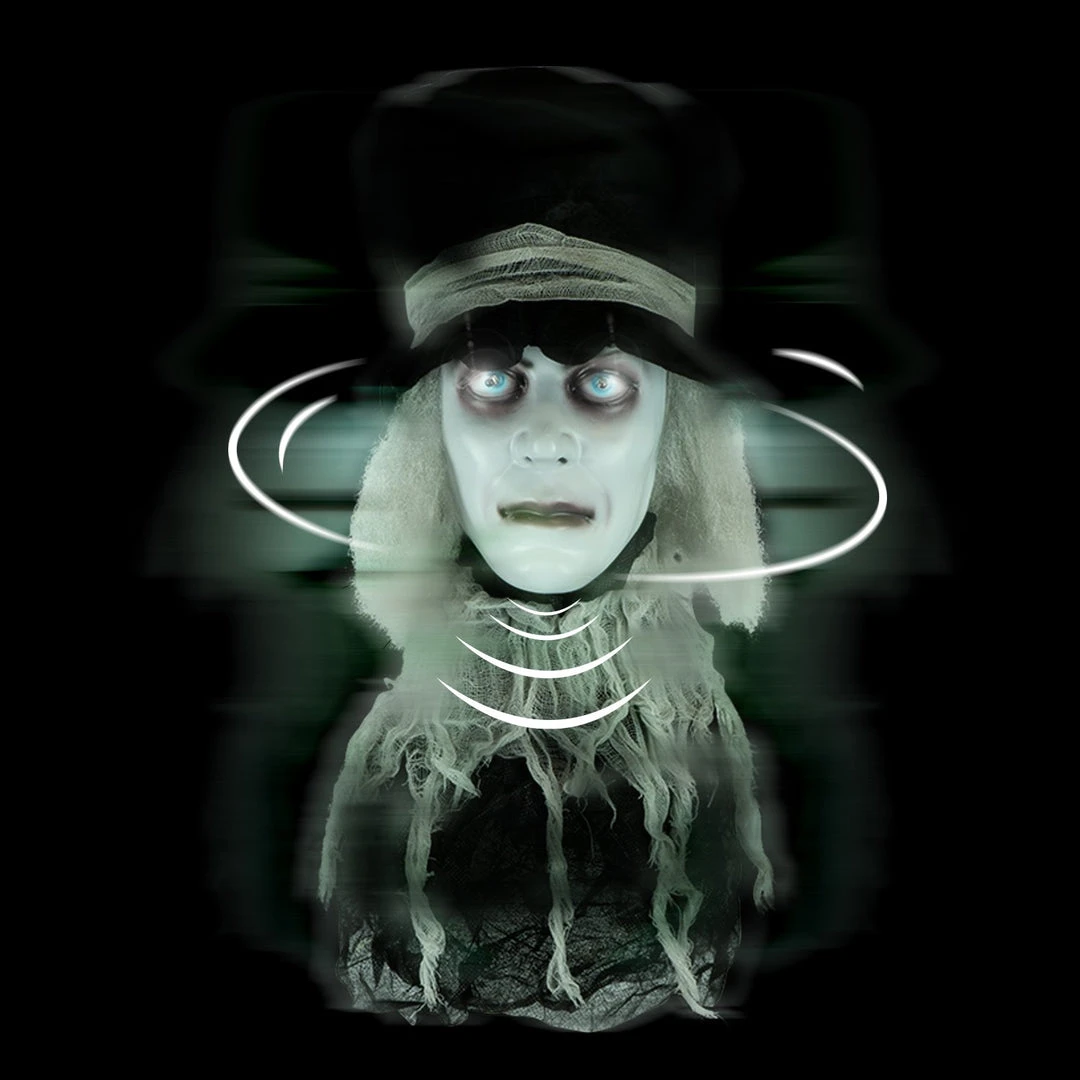 Holidayana Animatronic Spinning Severed Head - Sound And Touch Activated Halloween Decoration Lighted Eyes Patio & Outdoors