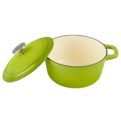 Zelancio HOME GOODS 3 Quart Enameled Cast Iron Dutch Oven With Lid, Green
